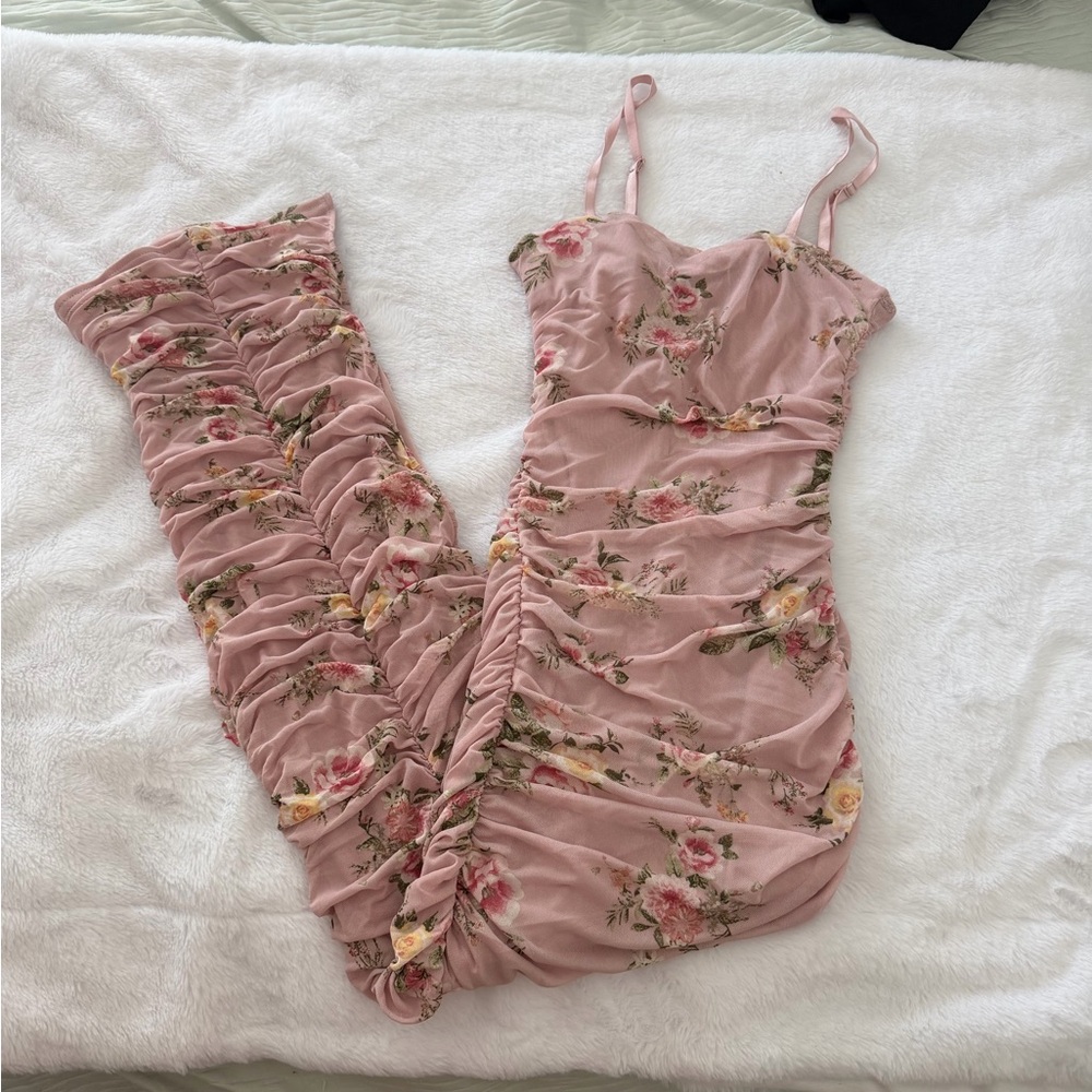 NWOT Pink Floral Bodycon Maxi Dress